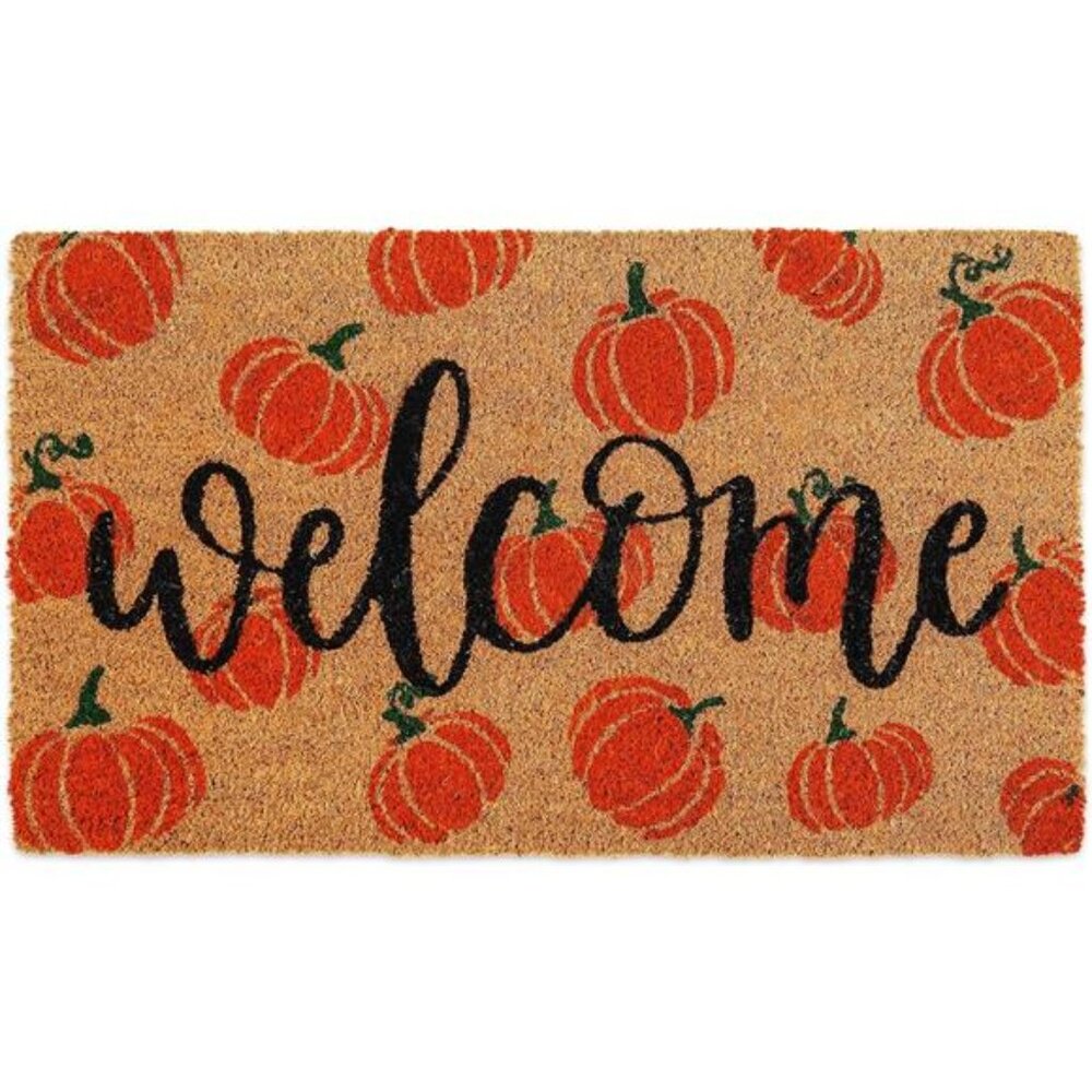 Fall Coir Doormat Welcome Pumpkins Door Mat Non-Slip Farmhouse Floor Mats